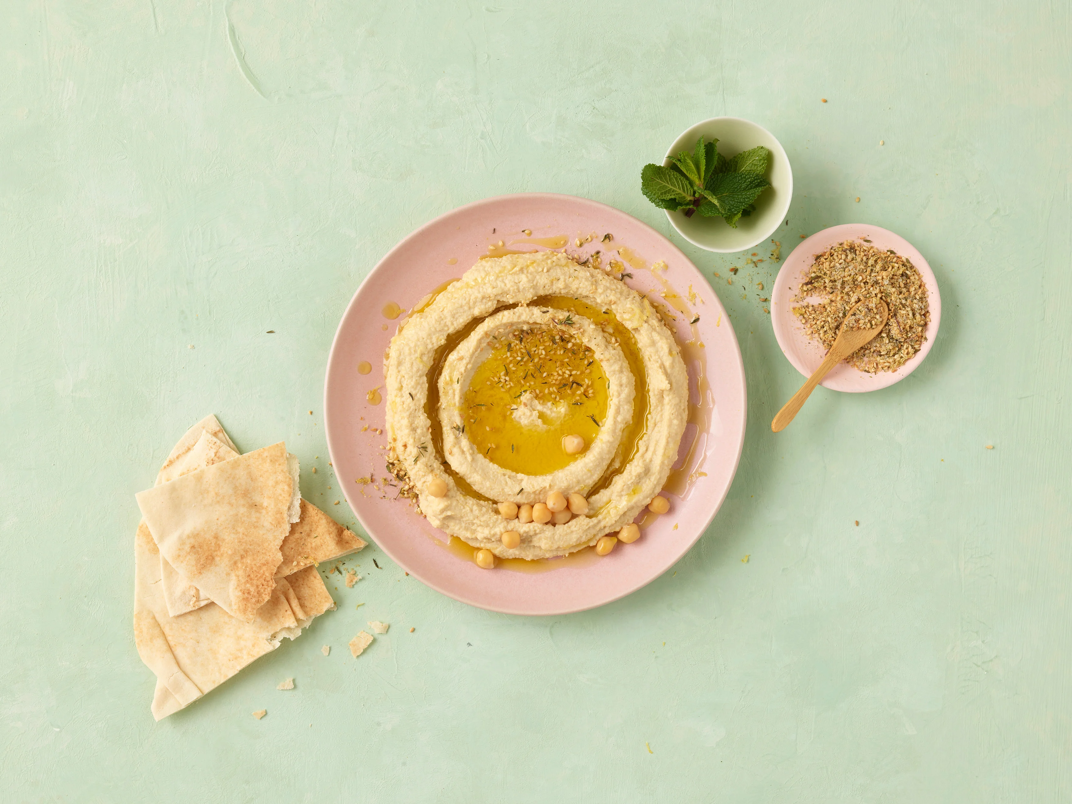 Houmous avec zaatar au citron