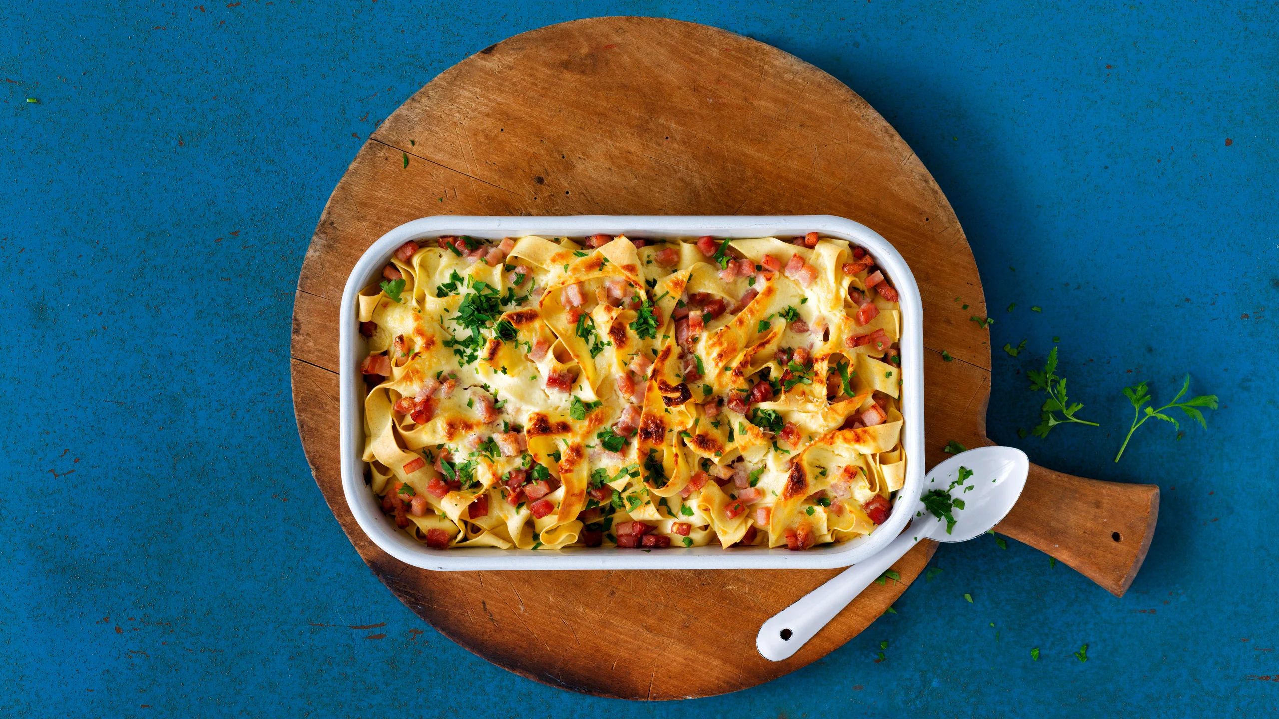 Gratin de nouilles au jambon