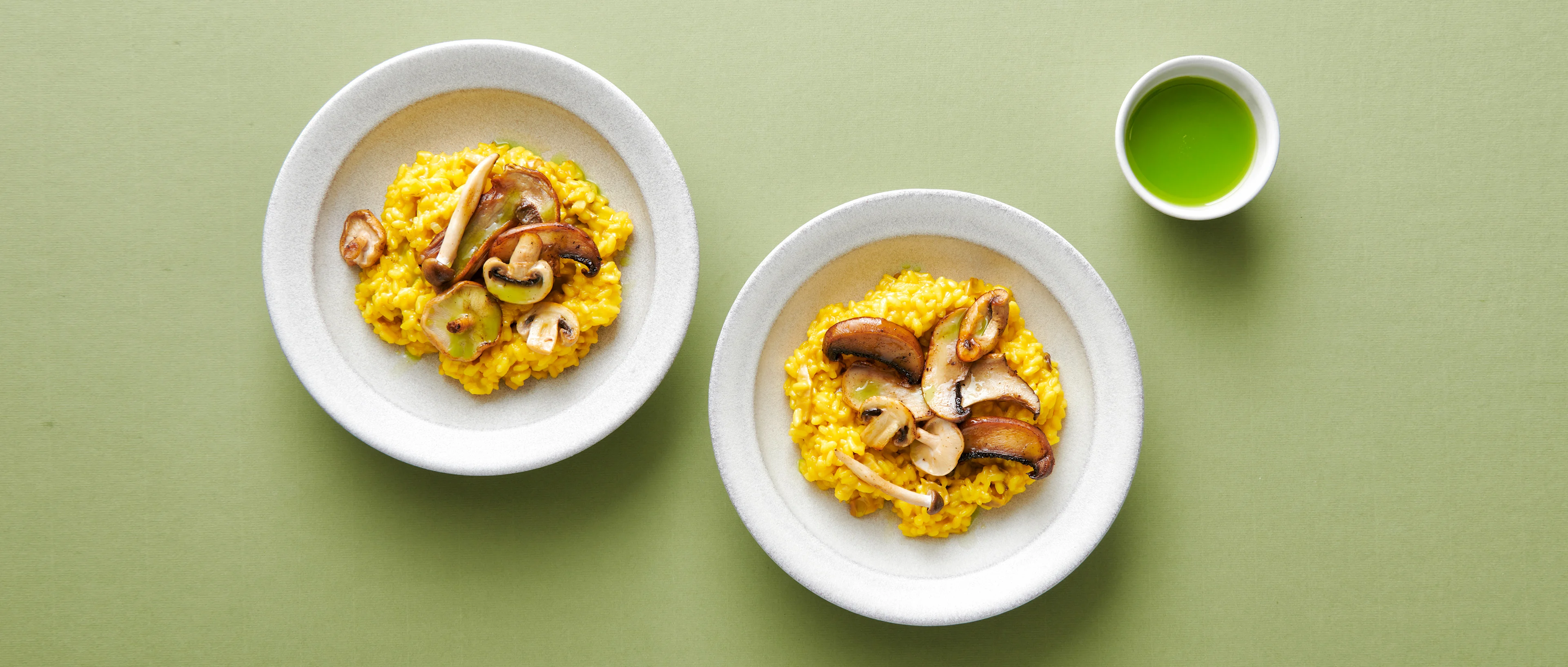 Risotto aux champignons et huile aux herbes fines