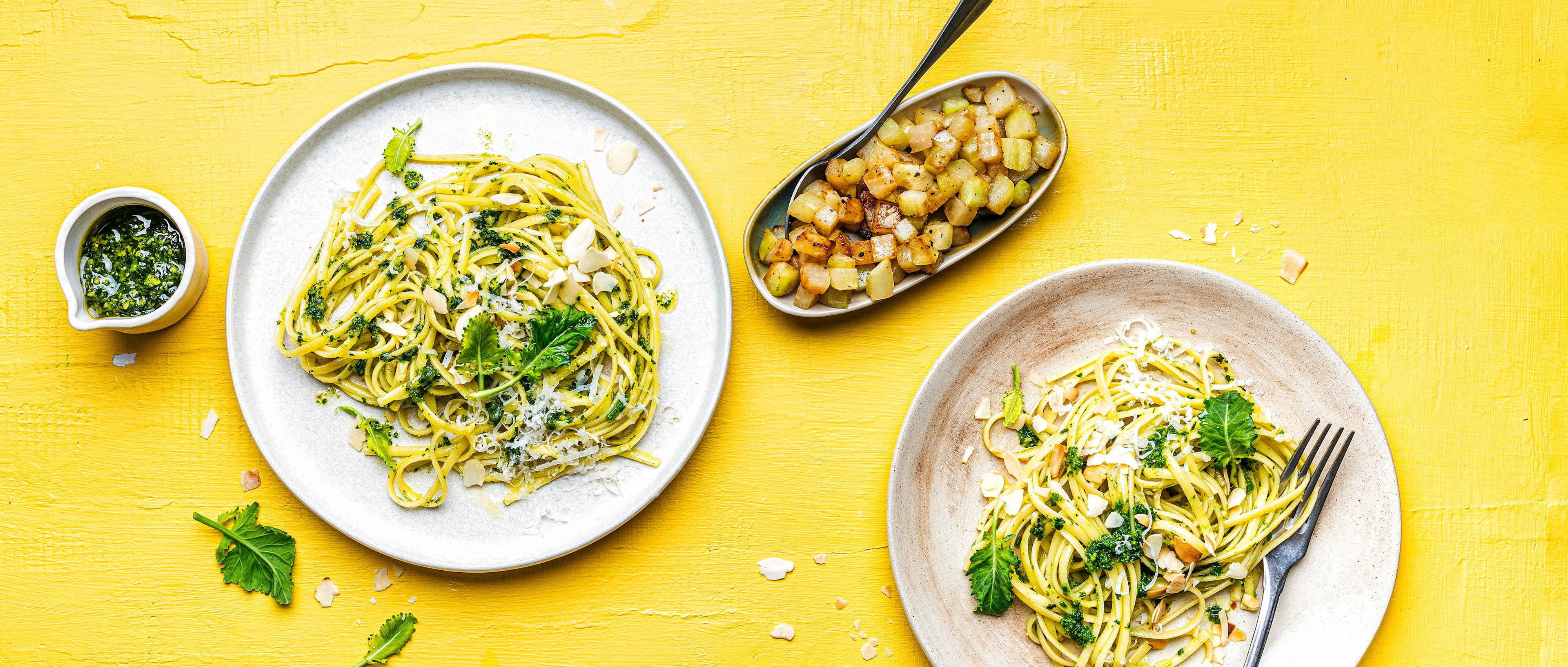 Linguine au pesto de chou-rave