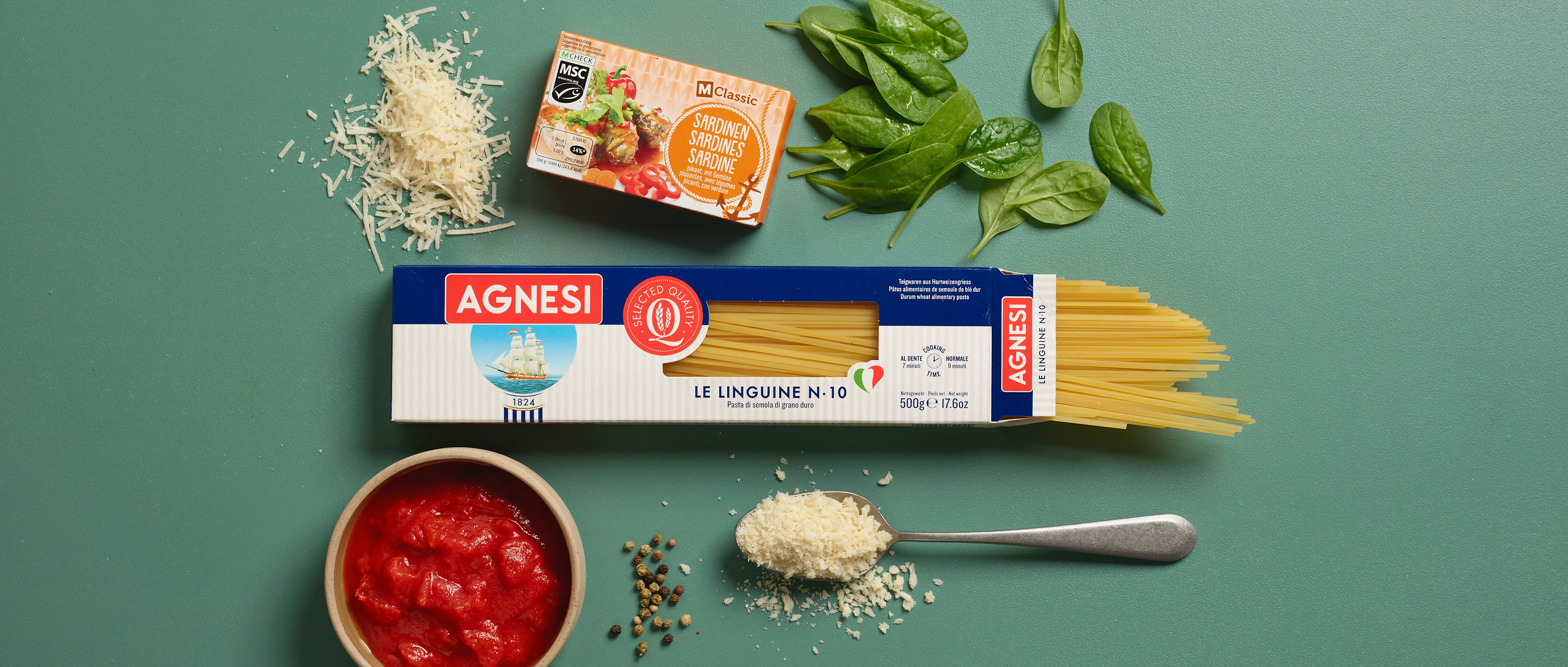 Zutatenbild Linguini mit Sardinen