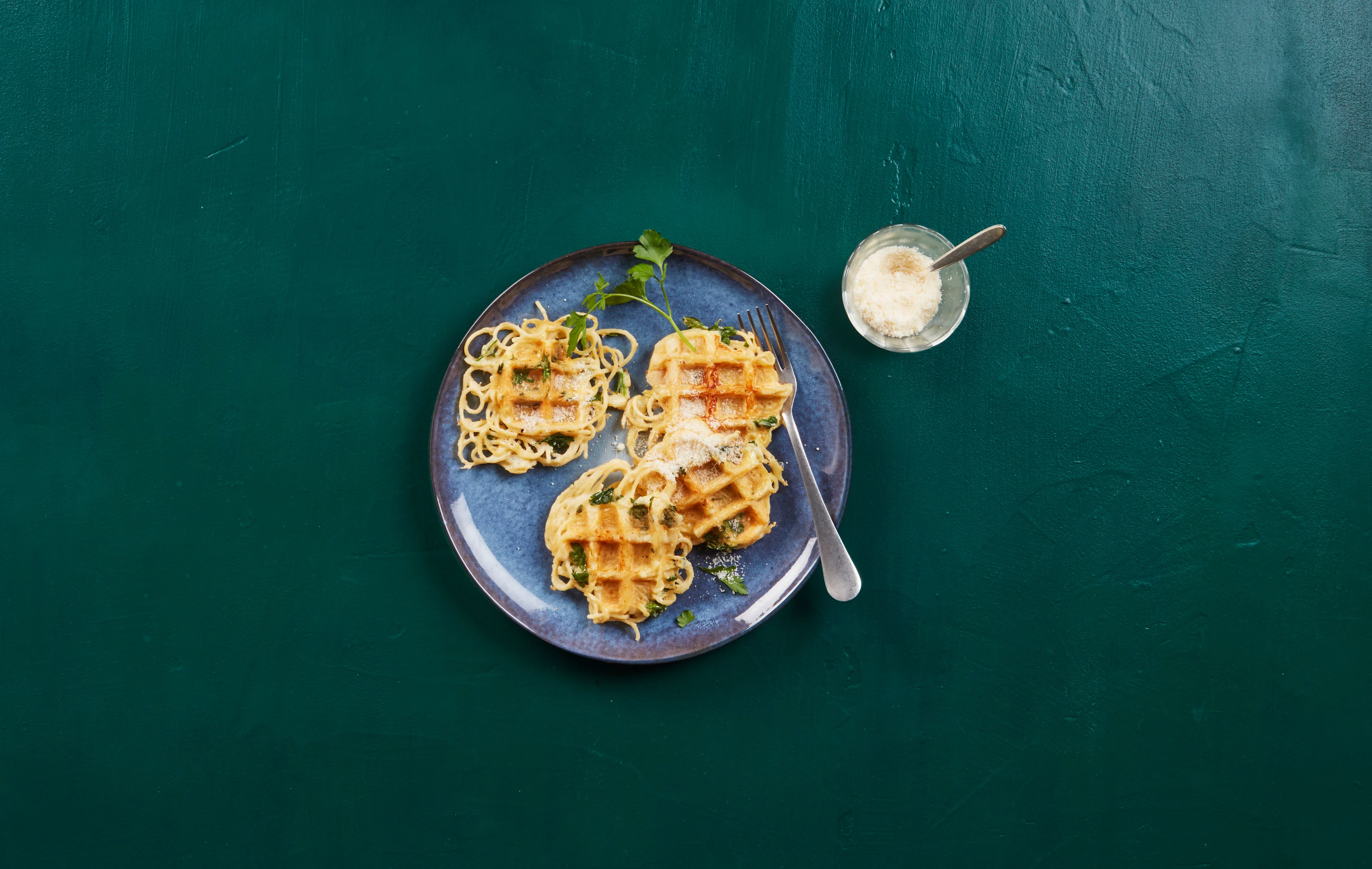 Salzige Waffeln aus Spaghetti-Resten
