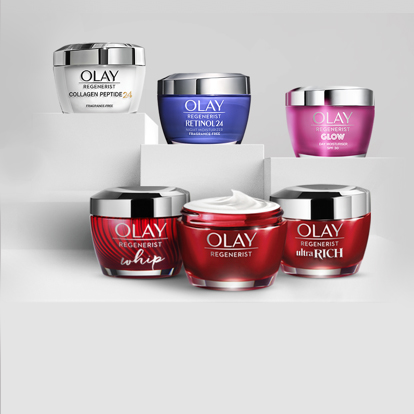 Olay Collections page  hero banner list card