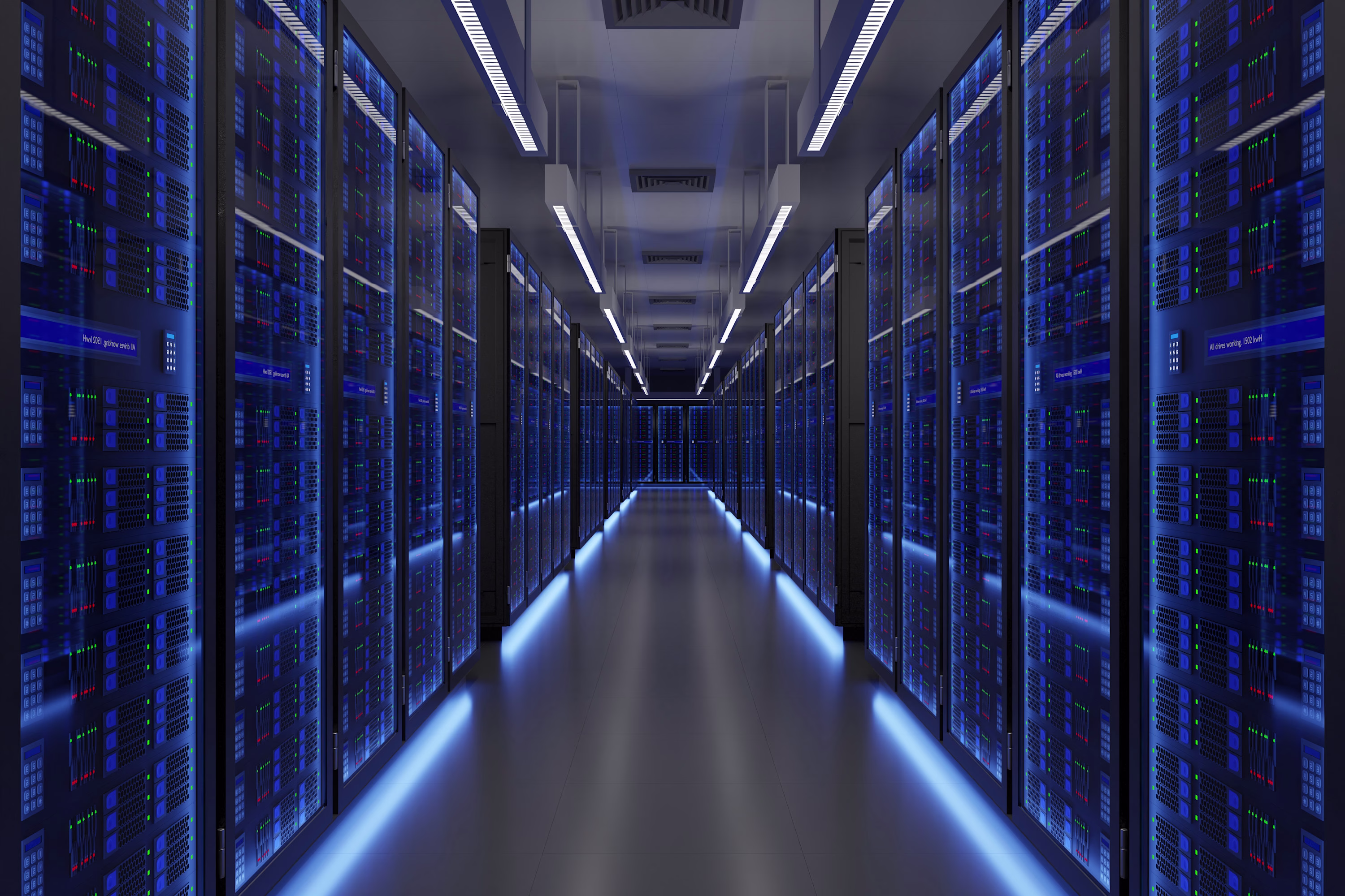 Data center server racks supporting resilient power, secure connectivity, and mission-critical digital operations.