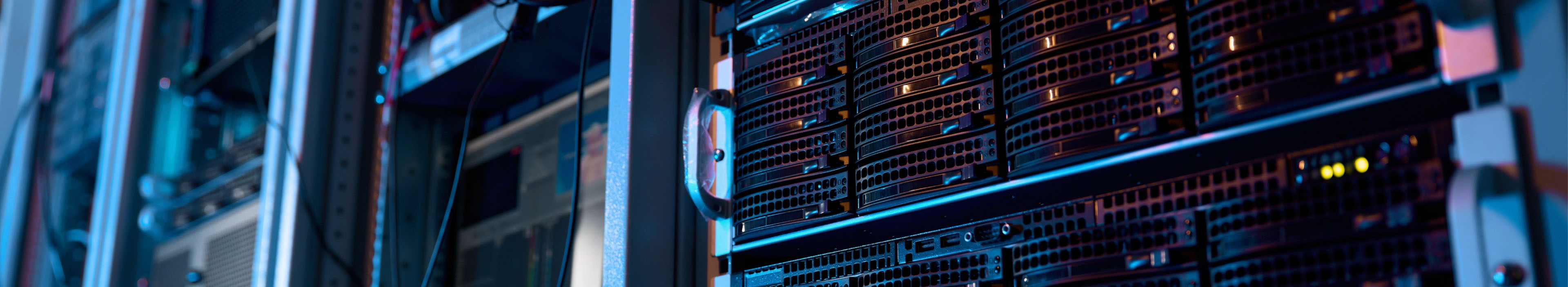 Close up of a data center rack.