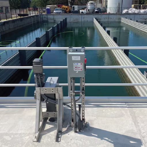 Central Arkansas Water - Sedimentation basin at Ozark Point with sludge collection electric motor
