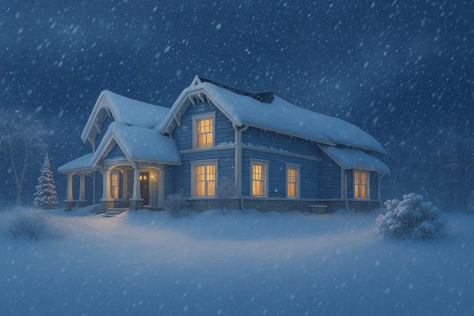 House in snow storm