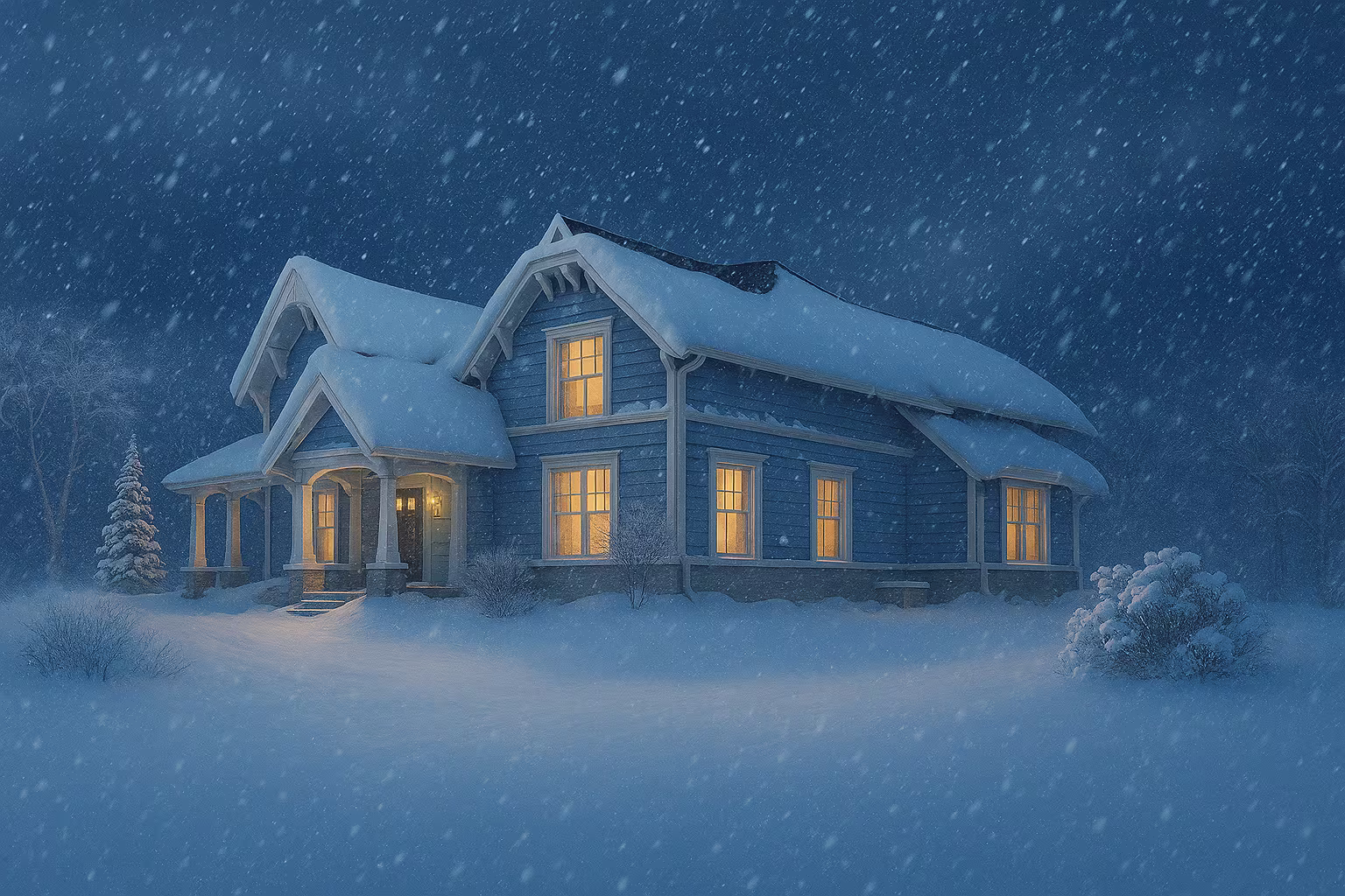 House in snow storm
