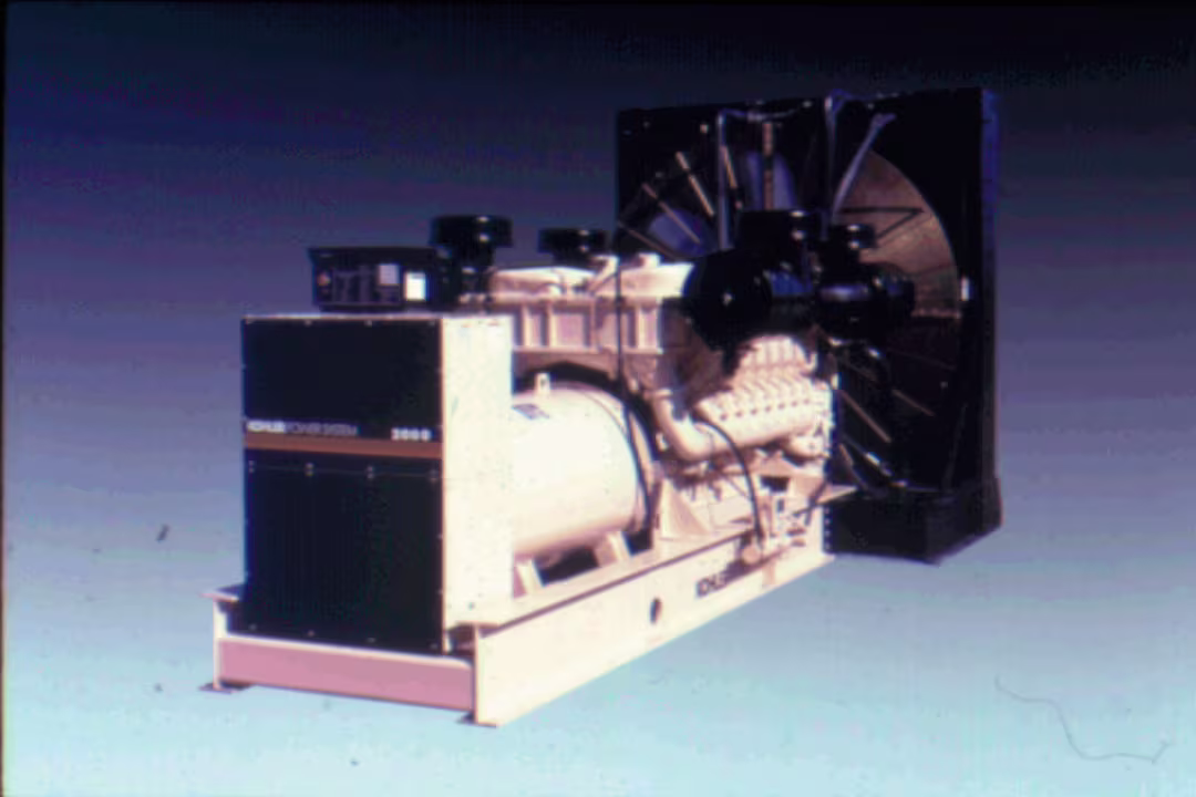 Photograph in colors with a floating image of a fast response alternator.