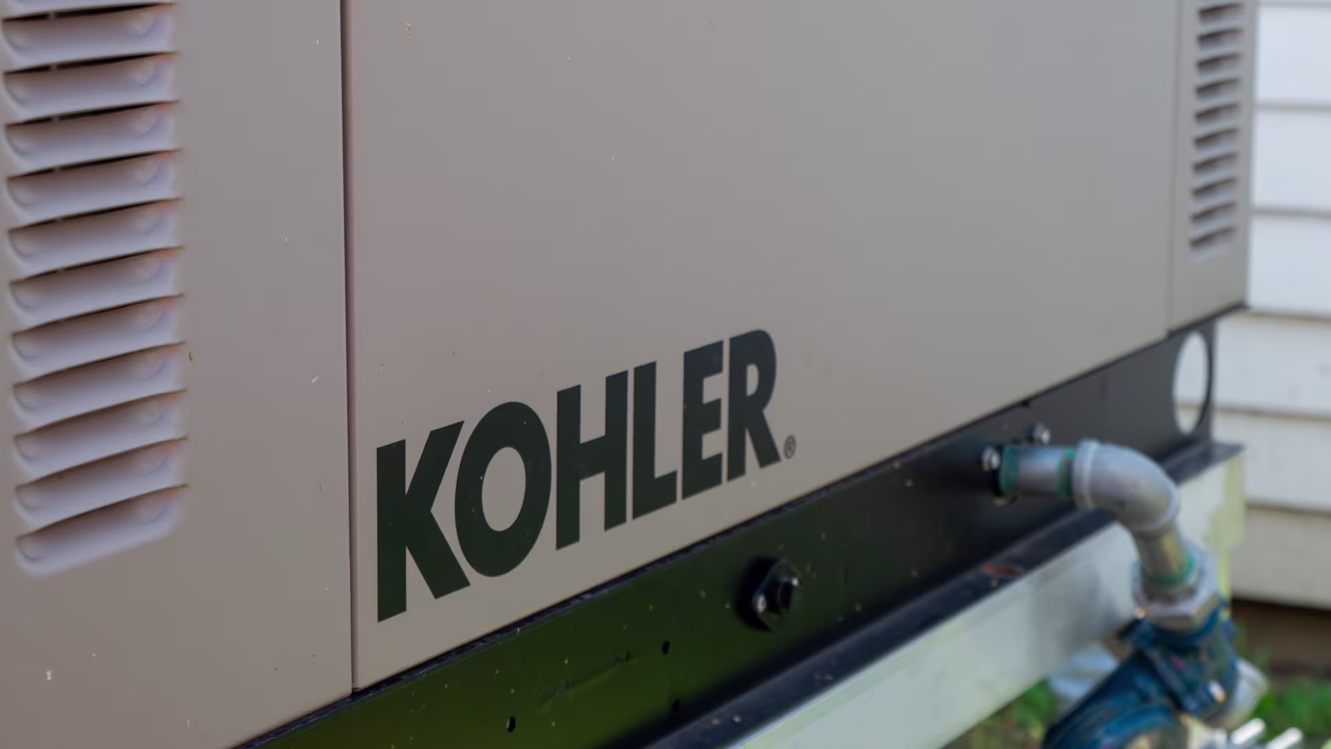 Close up image of a Kohler home generator
