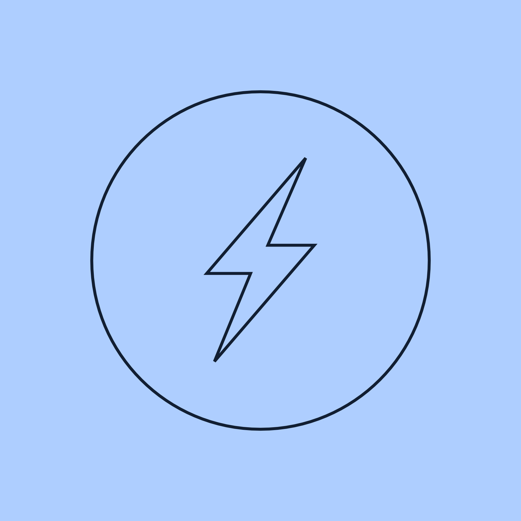 Vector-style charging symbol, such as a lightning bolt or plug icon, set against a light-blue background.