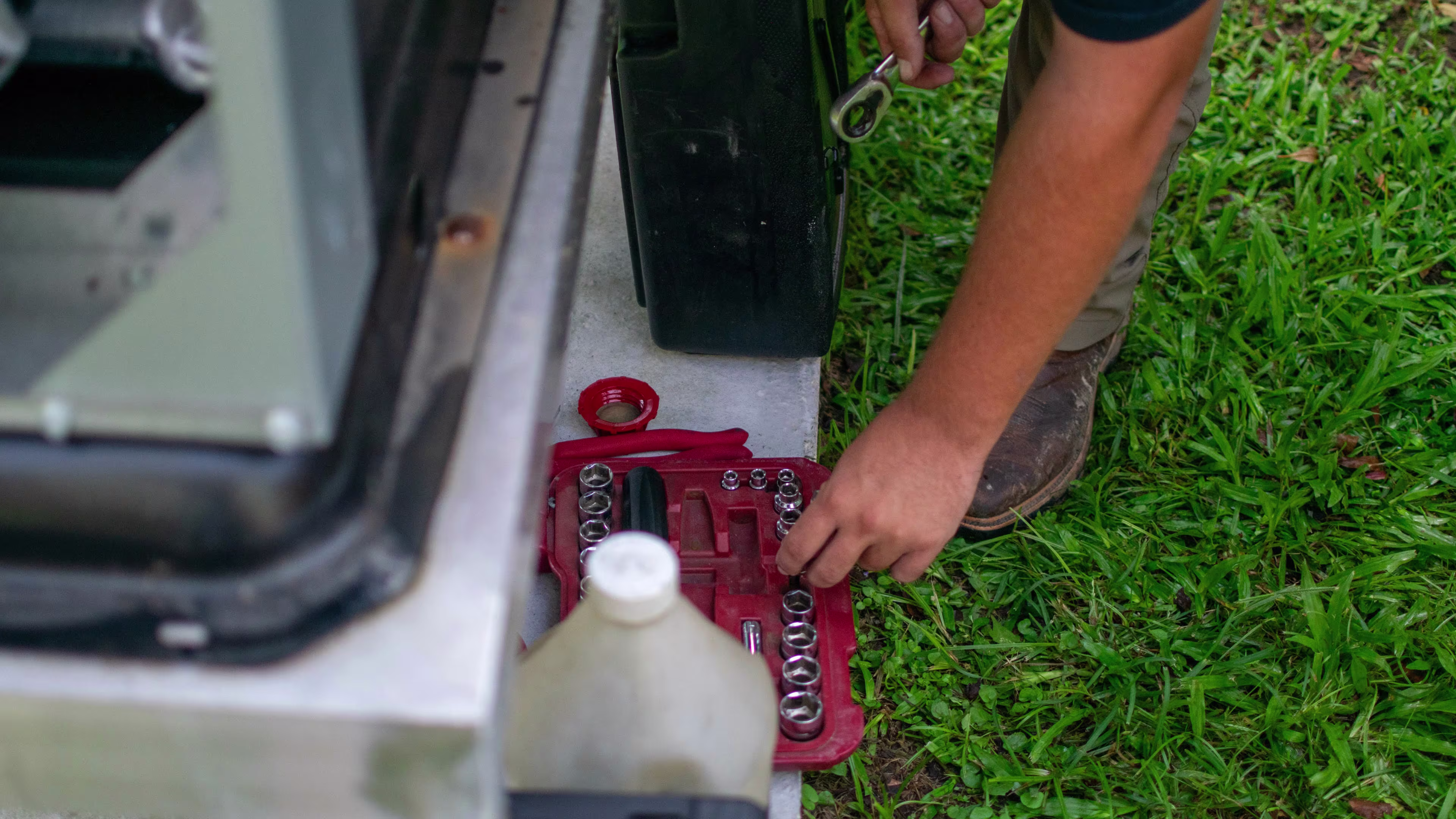 Professional working on generator