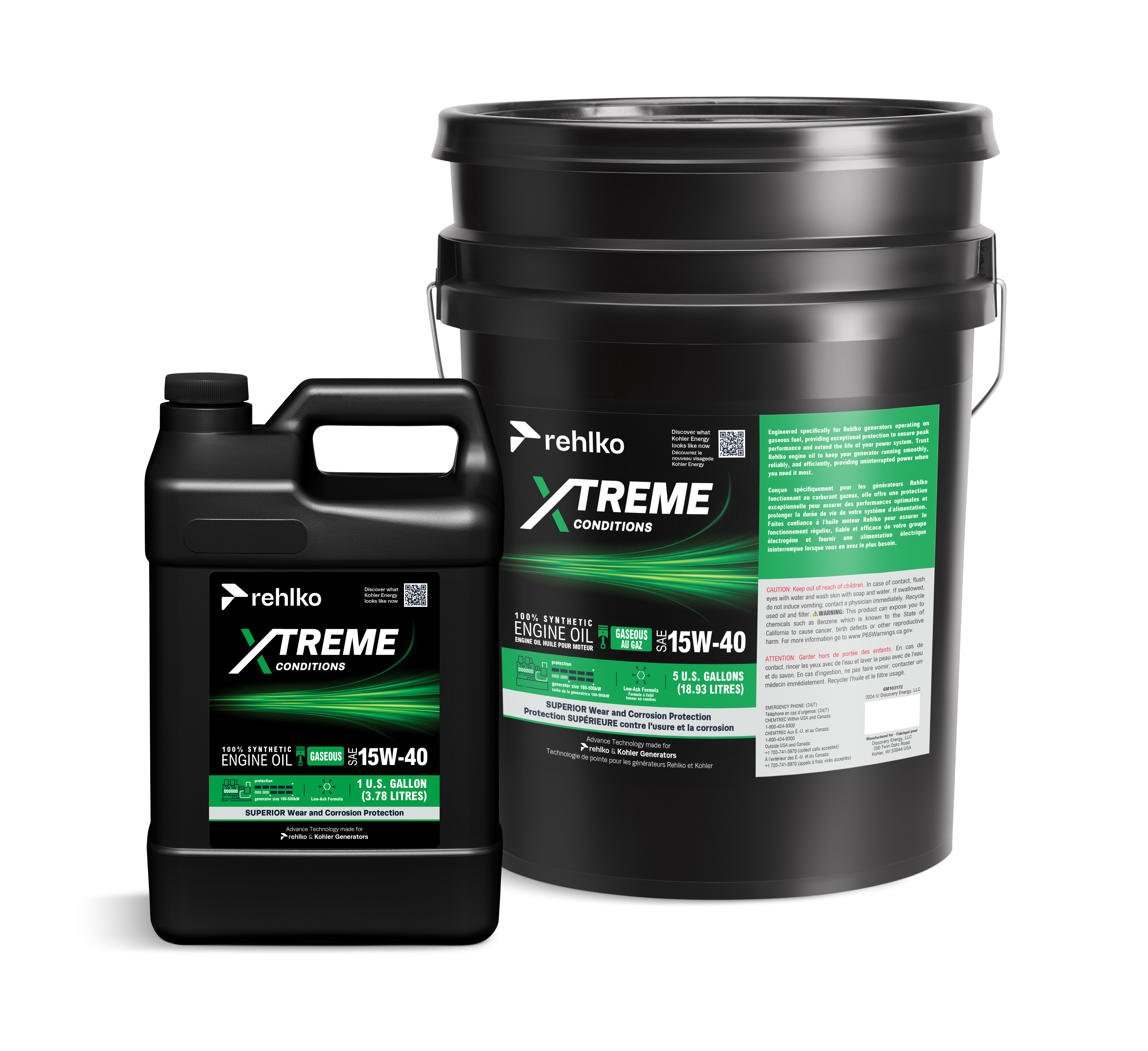 Bottle of Rehlko Genuine Oil for Gaseous Generator