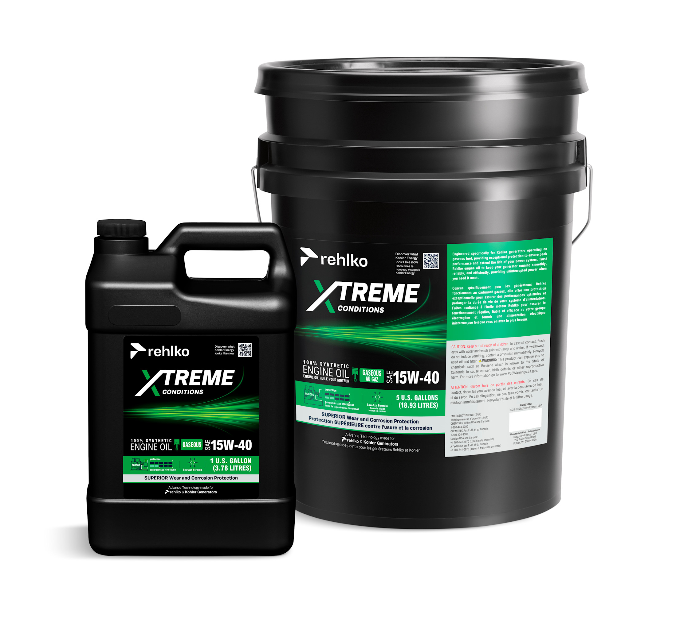 Bottle of Rehlko Genuine Oil for Gaseous Generator