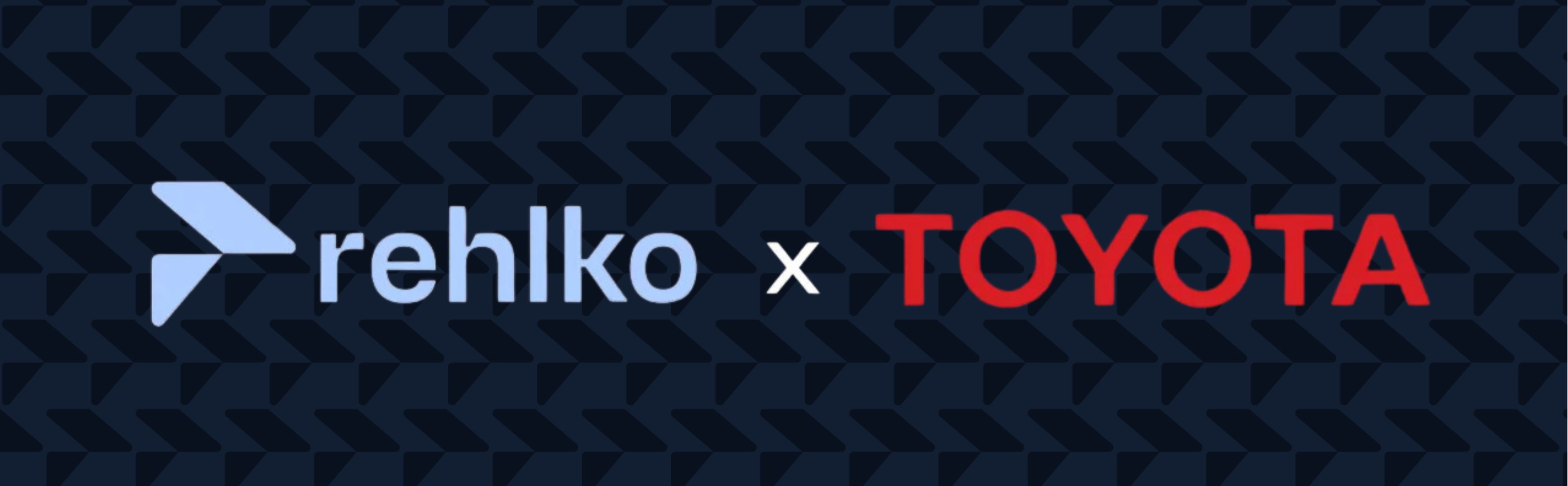 Rehlko and Toyota logo in a dark blue background.