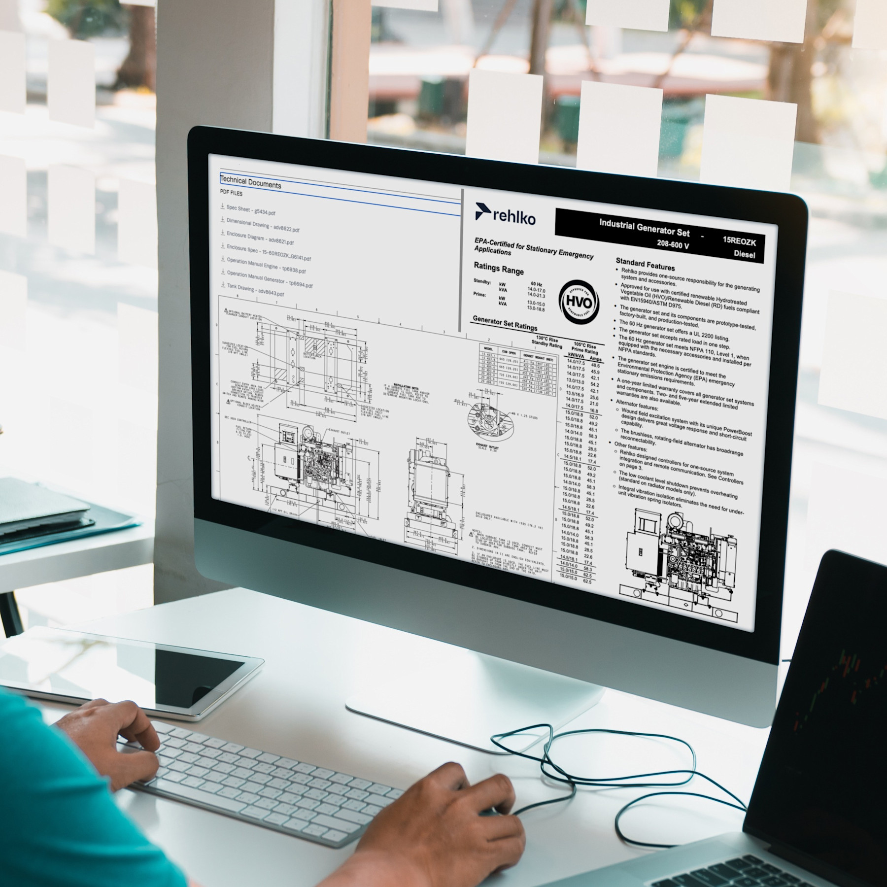 Zoom in of a computer screen with Rehlko Power Solutions Center