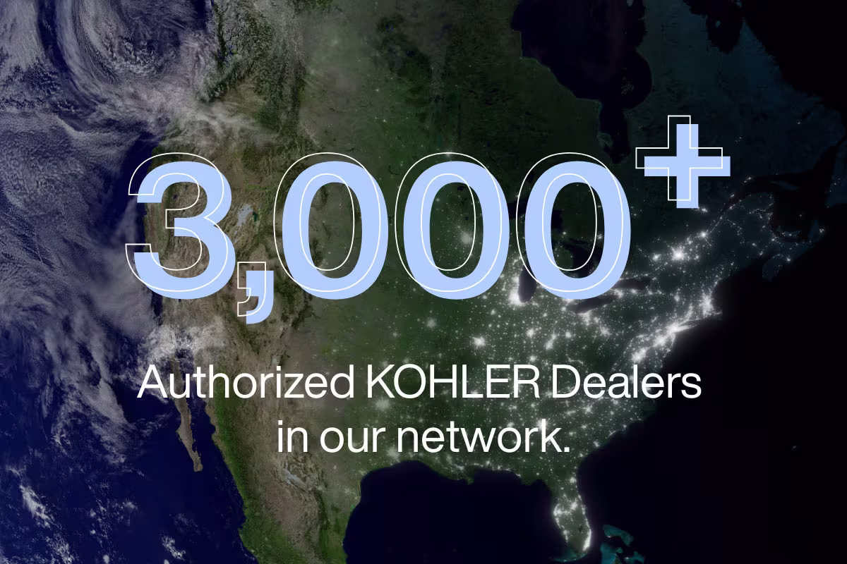 Map with text of more than 3000 certified KOHLER dealers in our network