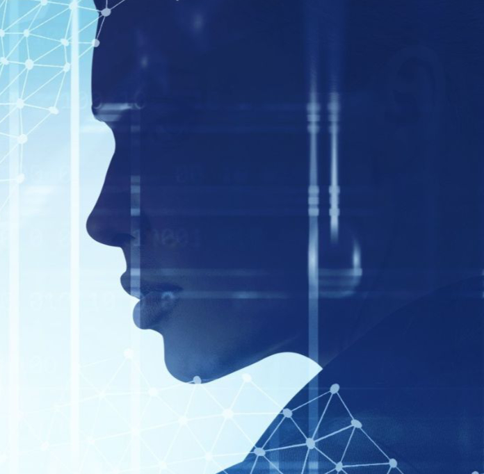 Kira-s Blog Banner Silhouette of a woman in profile overlaid with digital grid lines and a glowing globe, symbolizing women’s impact in technology and global progress.