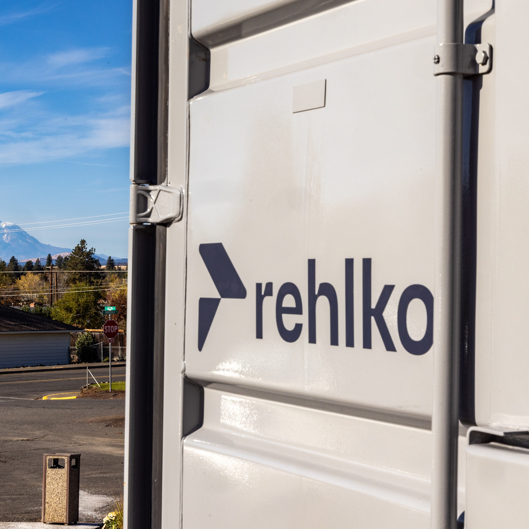 Close up image of a hydrogen fuel cell system with the Rehlko logo
