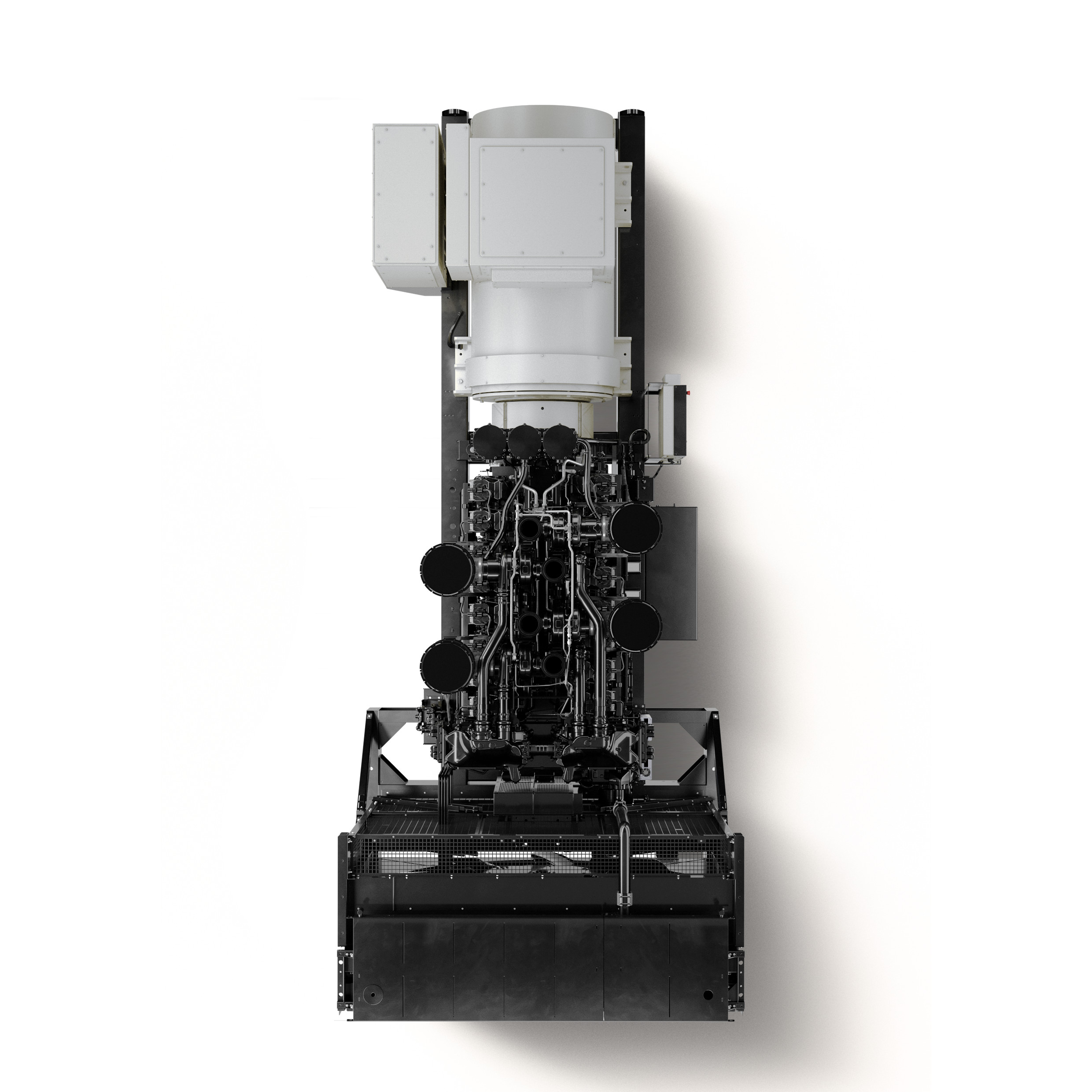 Top-down zoomed-in view of a KD Series generator on a white background, with the Rehlko logo displayed beside it.