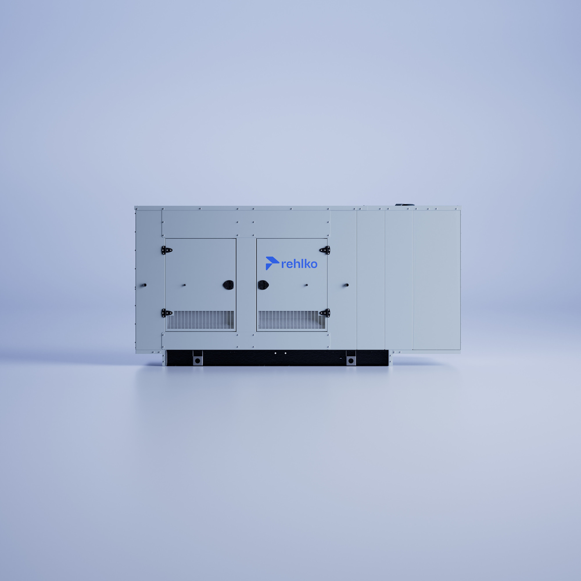 KD Series 60 - 600 kW generator product on a blueish background.