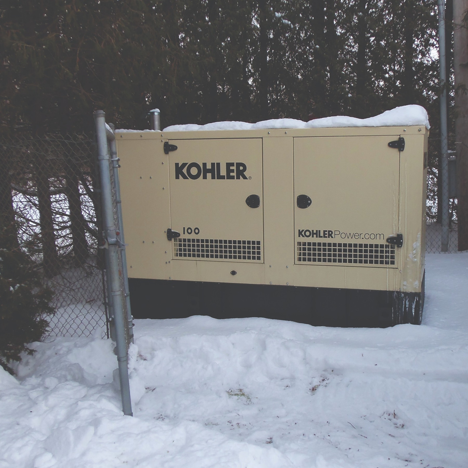 Generator in snow in the Jay Sewer location