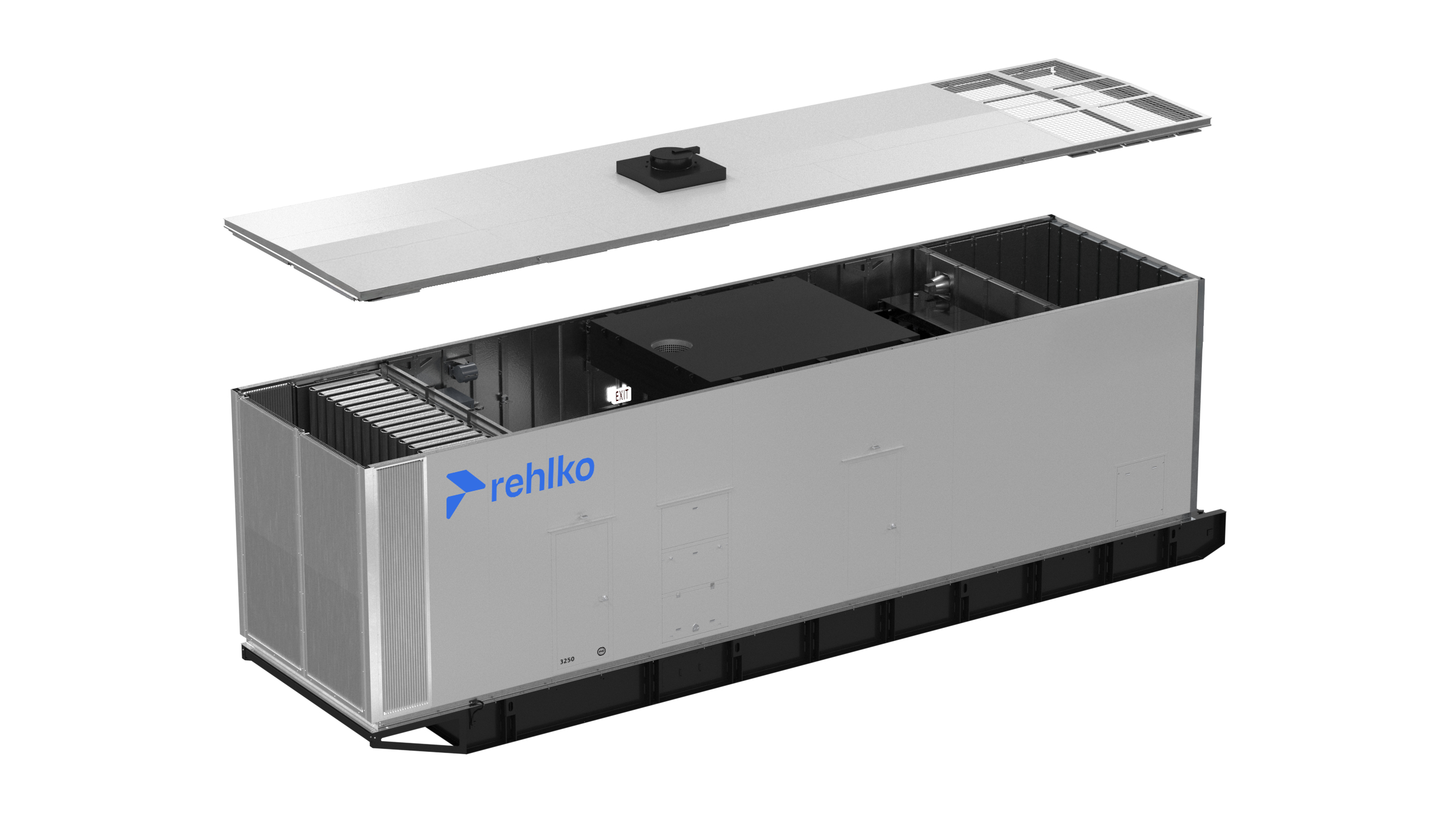 Rehlko enclosure with the lid lifted to see modular construction inside