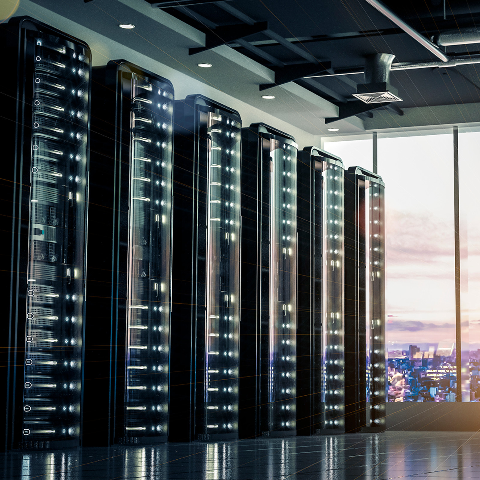 Server and Storage Enclosures in a Room with a large window