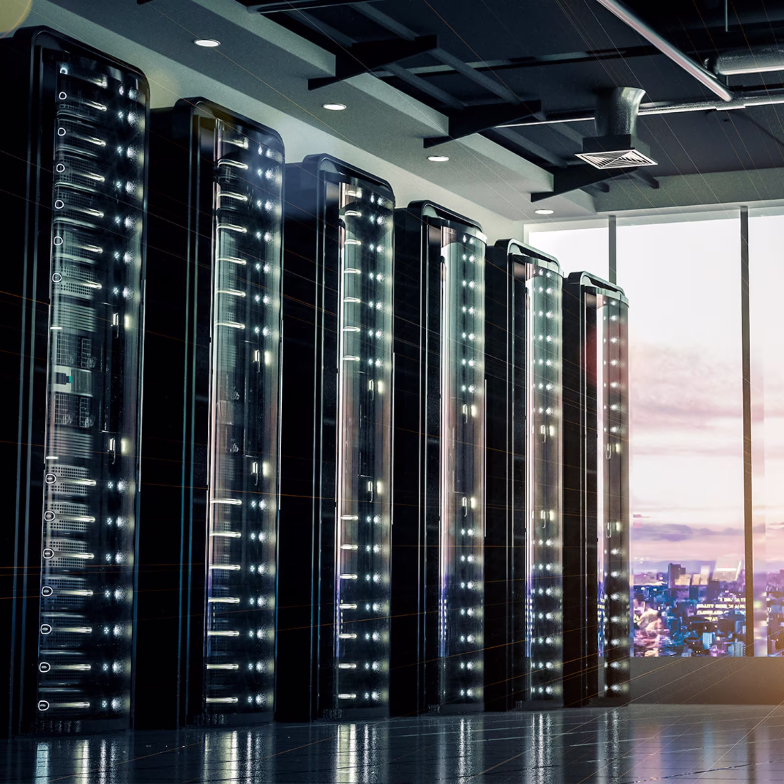 Server and Storage Enclosures in a Room with a large window