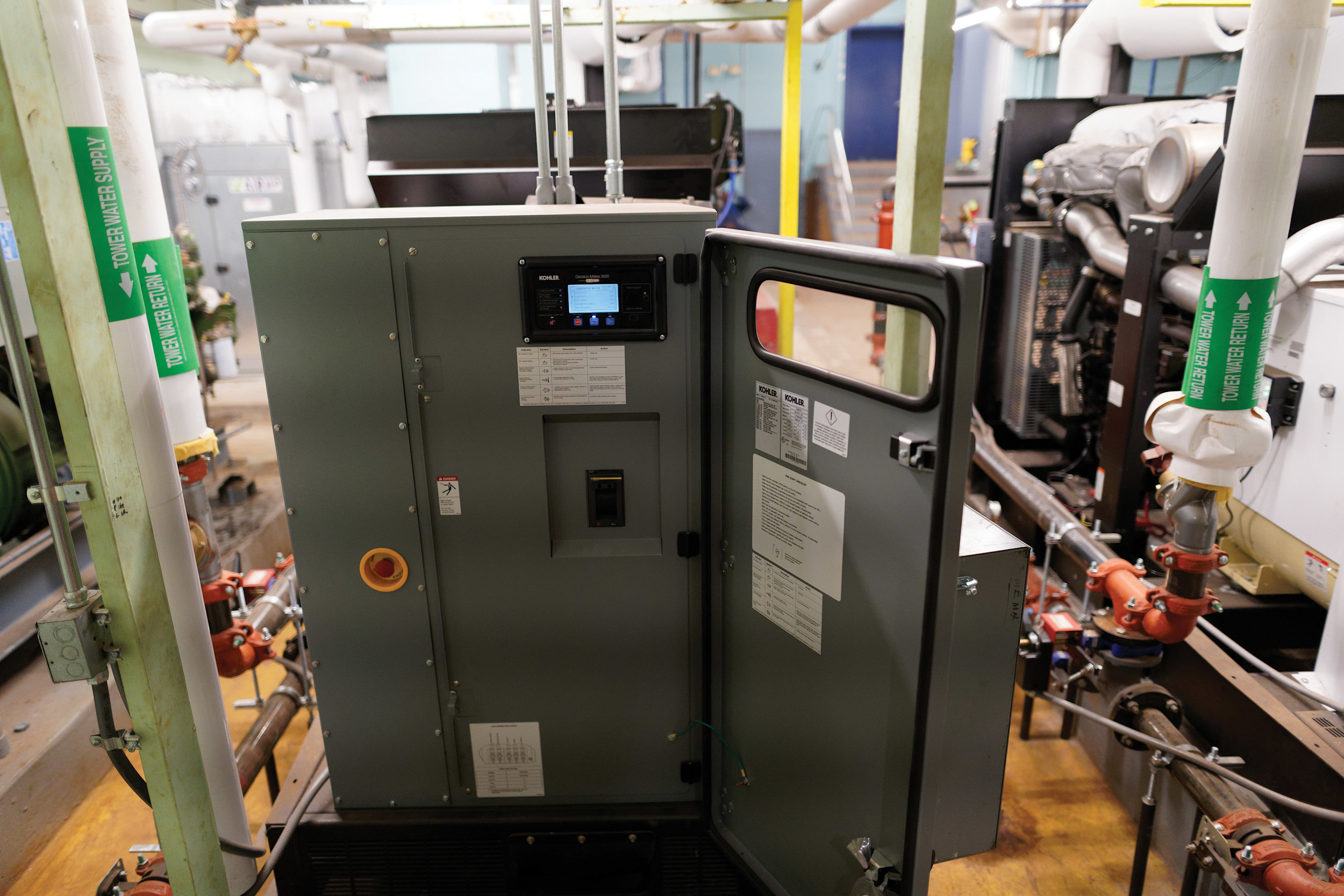 Indoor ATS and generator with water pipes