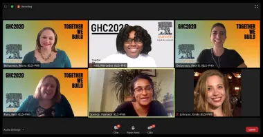 Screen capture of people in a virtual meeting