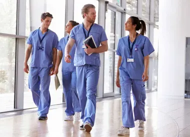 Group of novice nurses walking together