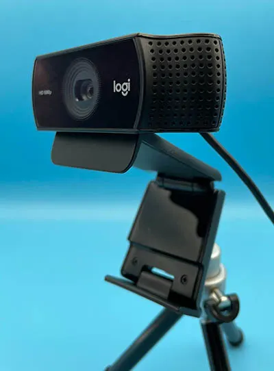 To improve video quality and flexibility, consider using a good standalone webcam. Pictured here is the Logitech C922x. (Photo by deeterontop via Upsplash)