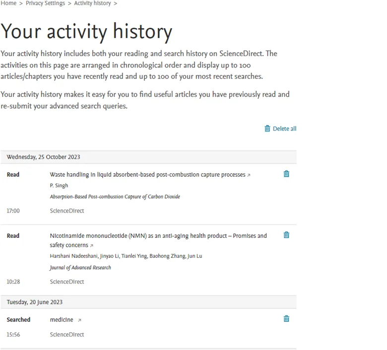 your activity history image