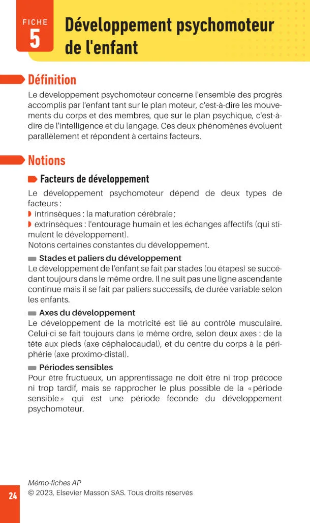 Fiche 5 – Développement psychomoteur de l'enfant