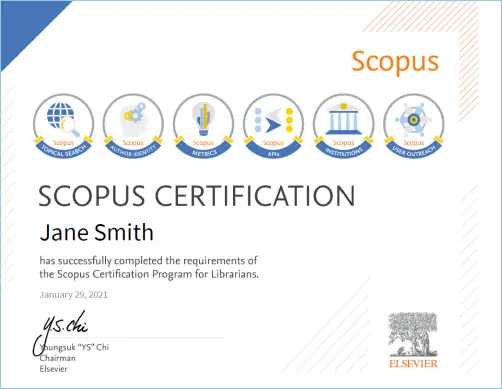 Scopus librarian certificate