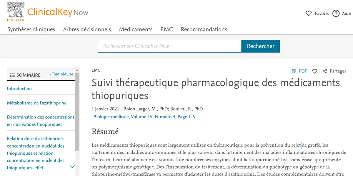 Suivi thérapeutique pharmacologique des médicaments thiopuriques