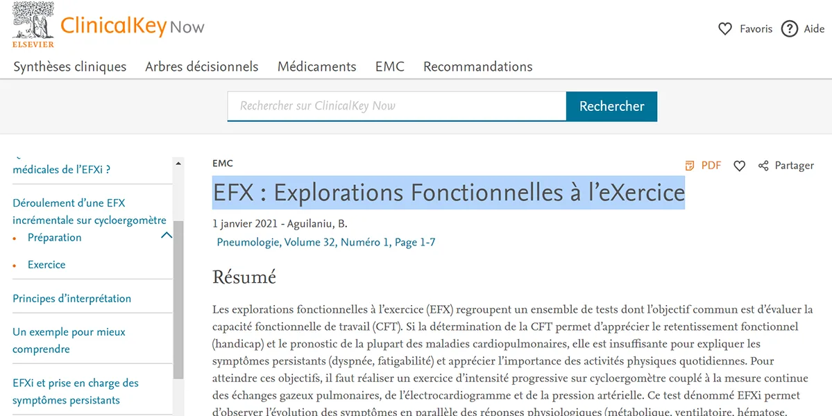 EFX - Explorations Fonctionnelles à l’eXercice