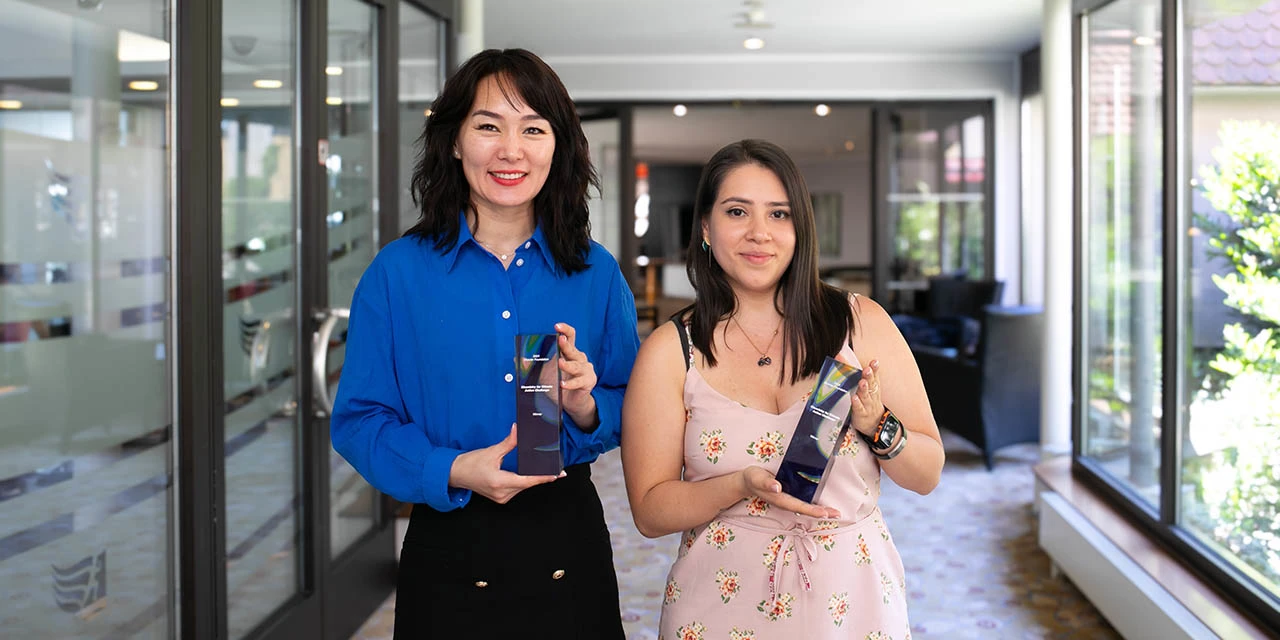 The winners of the 2024 Chemistry for Climate Action Challenge are Dr Altantuya Ochirkhuyag of the Mongolian Academy of Sciences (left) and María Alejandra Flórez-Restrepo (right) of Universidad de Antioquia, Colombia.