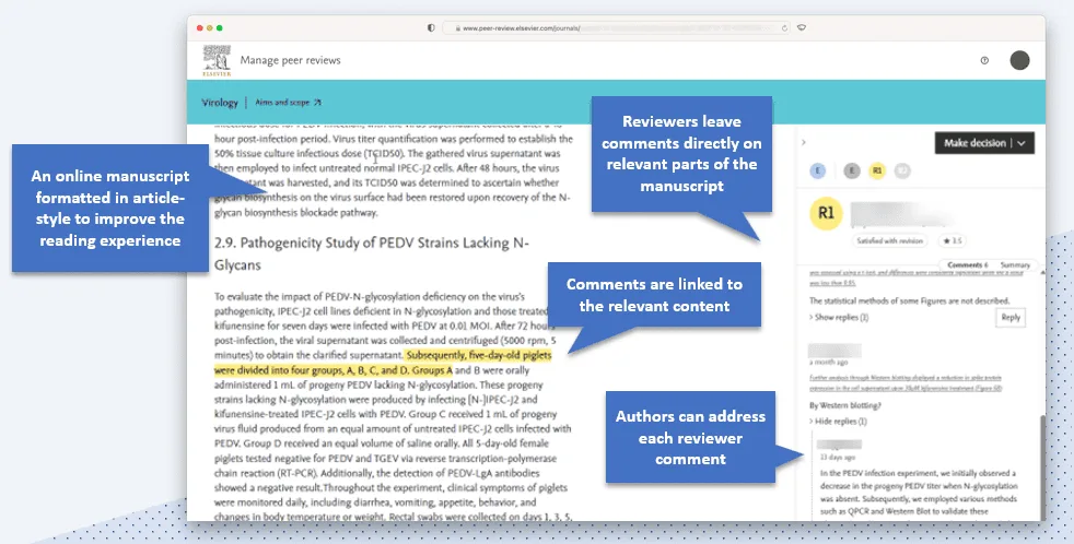 A screenshot showing the new online peer review environment currently in pilot