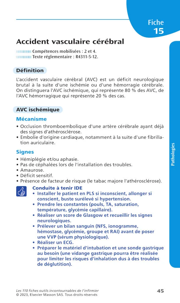 Fiche 15  Accident vasculaire cérébral