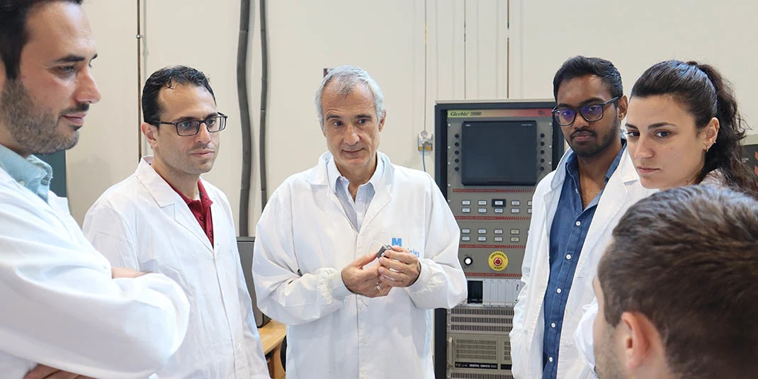 Prof José M Torralba (center) with members of his Power Metallurgy research group at Universidad Carlos III de Madrid, where he is and Professor of Materials Science and Engineering. 