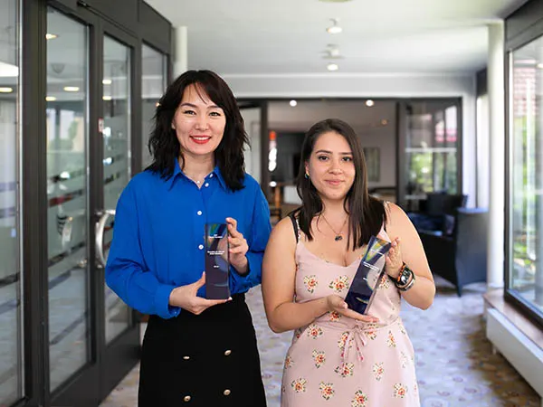 The winners of the 2024 Chemistry for Climate Action Challenge are Dr Altantuya Ochirkhuyag of the Mongolian Academy of Sciences (left) and María Alejandra Flórez-Restrepo (right) of Universidad de Antioquia, Colombia.