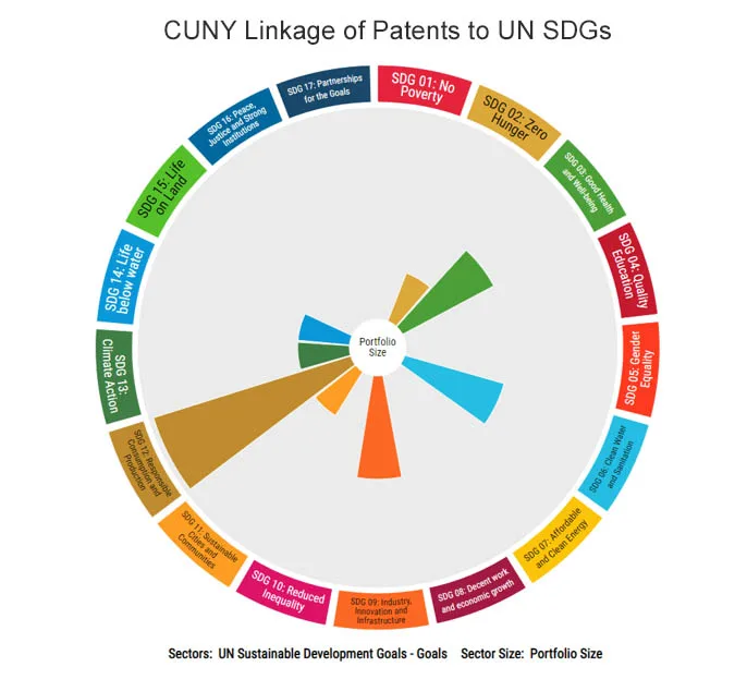 Graphical presentation of CUNY Linkage of Patents to UN SDG's