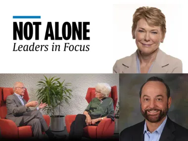 Not Alone features unfiltered perspectives on global issues by research and academic leaders. Pictured here (clockwise from upper right): Prof Allen E Goodman, PhD; Ralph de la Vega; and in video: Prof Rafael L Bras, ScD, and Prof Freeman Hrabowski, PhD
