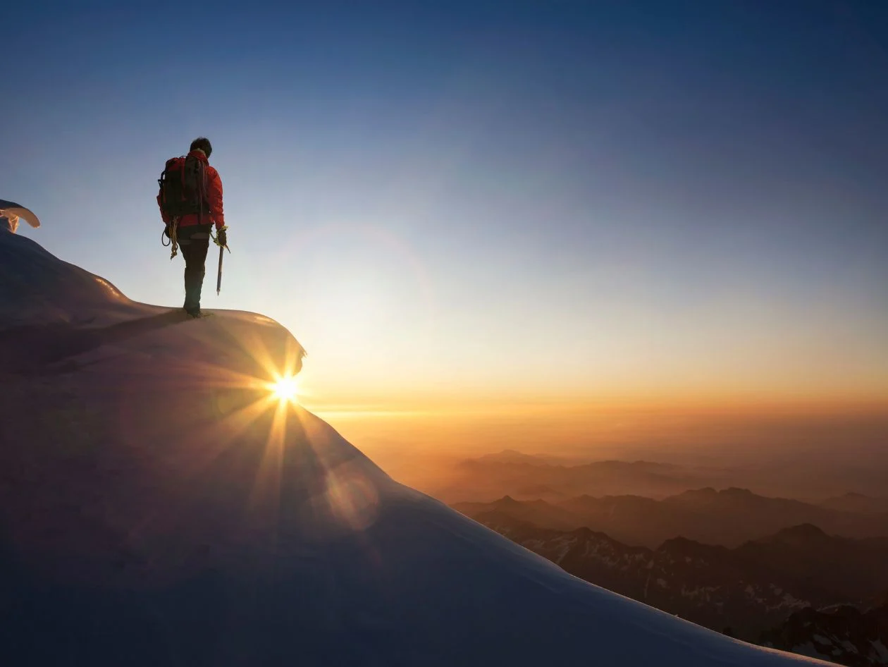 Explorer on mountain