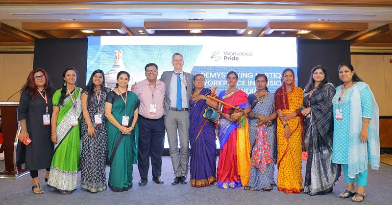 Dr Michiel Kolman (center) poses with colleagues in Bengaluru after Elsevier co-hosted a Workplace Pride conference on “Demystifying LGBTIQ+ Workplace Inclusion in India” earlier this year.