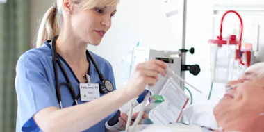 nurse taking care of a patient