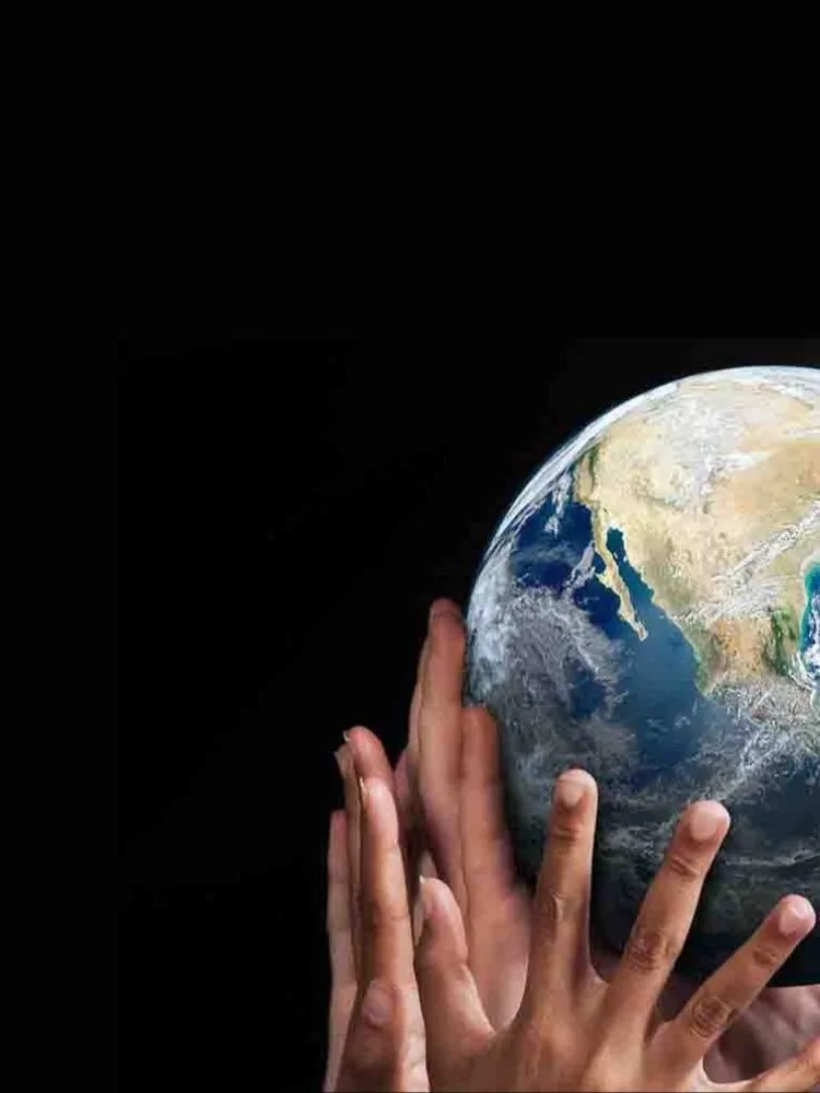 Hands holding the earth