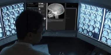 Radiologist looking at readings